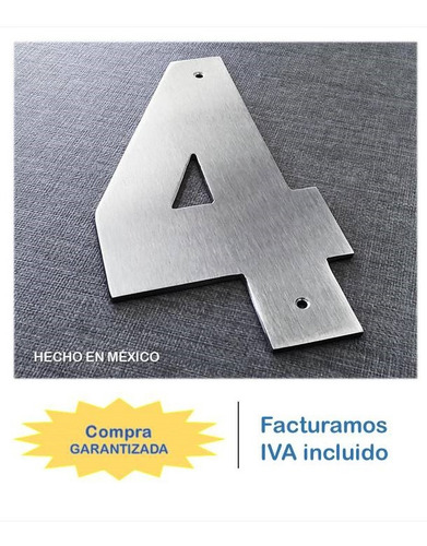 Números 20cm Planos Font Arial 3 Pack Stailess Steel Plateado