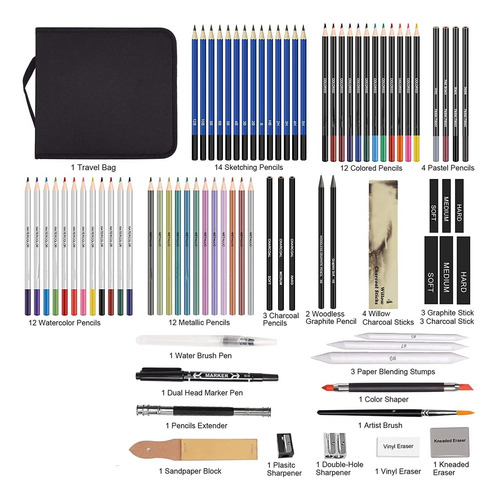 Kit 83 Lápices De Arte Profesionales Arte Para Bocetos Color Del Trazo