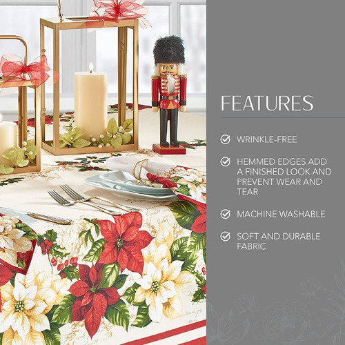 Imagen 6 de 7 de Mantel De Tela Navideño Navidad Rectangular 152x213cm Erlene