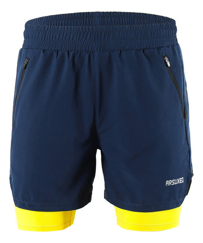 Shorts Deportivos 2 En 1 Transpirables Para Hombre