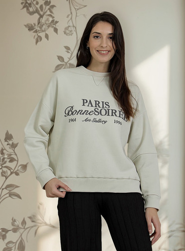 Buzo Oversize Con Bordado Paris