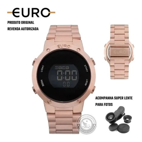 Relógio Feminino Euro Digital Fit Rose Eubj3279af Original