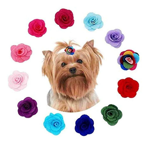 Jpgdn 12pairs / 24pcs Lazos Para El Pelo De Perro Con Banda