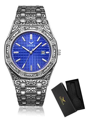 Relojes De Calendario Onola De Lujo De Acero Inoxidable Para Color De La Correa Silver/blue