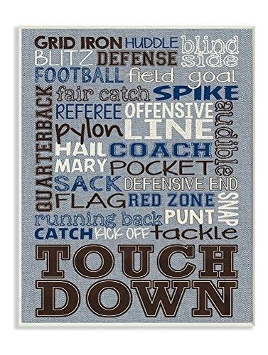 The Kids Room De Stupell  Football Typography Denim Fee...