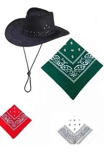 Sombreros Gamuza Para Adultos + Pañoleta Vaquero Disfraz