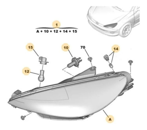 Optica Delantera Derecha Peugeot 206 Xr 620663