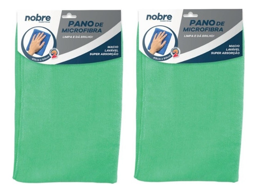 2 Unidades De Pano De Chão De Microfibra 40cm X 60cm Nobre Cor Verde