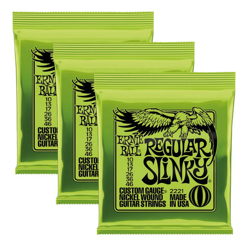 Kit Encordoamentos Guitarra Ernie Ball 010-46 Regular Slinky