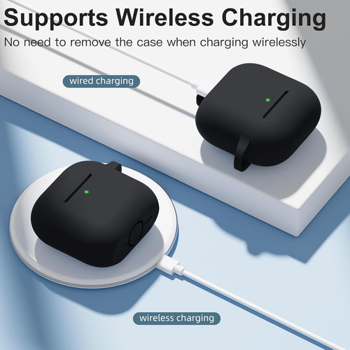 Funda Silicona Para Airpods 4 Con Gancho Negro