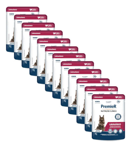 Kit 12x Sachê Ração Úmida Gato Adulto Urinário Premier Nutrição Clínica 840g