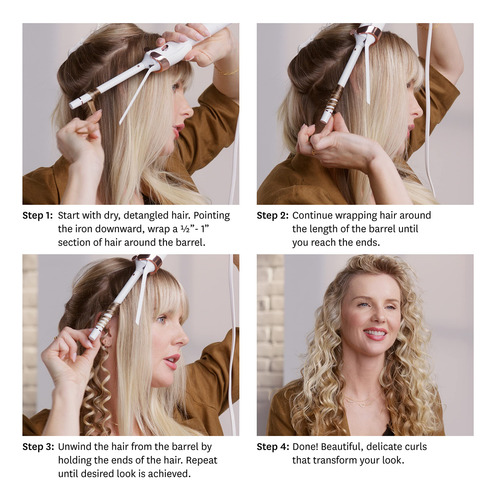 Curling Iron T3 Singlepass Curl 3/4 Pulgadas, Cerámica Blanc