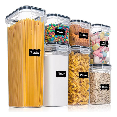 Set De Contenedor De Alimentos X7 Cocina Despensa Plastico 