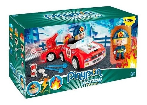 Pinypon Action Auto Bomberos + Figura + Lanzador Full