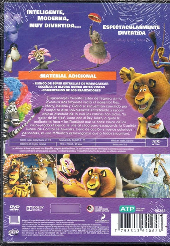 Madagascar 3 Los Fugitivos - Dvd Nuevo Original Cerr - Mcbmi