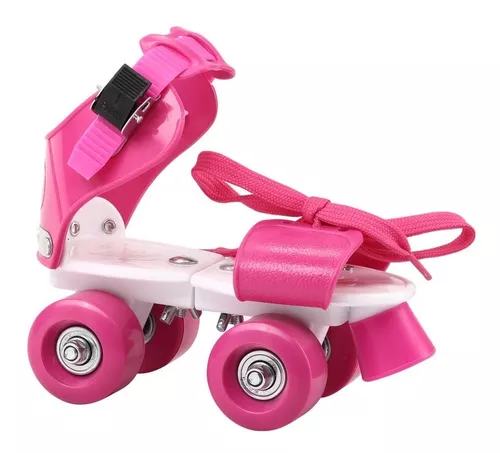 Patines Para Niña De 4 Ruedas Rosado De Flores Blanco Talla 5.5 US / 37 EU  