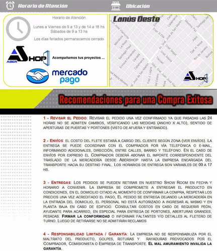 Imagen 9 de 9 de Postigon Aluminio 150x200 De Abrir 2 Hojas Abershop