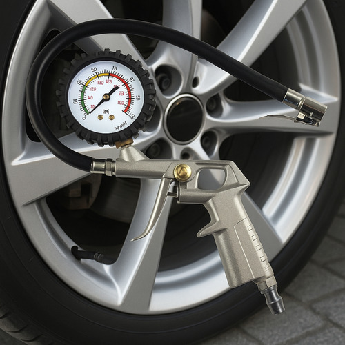 Calibrador De Pneus Com Manômetro 220 Psi Inflador Manual Com Mangueira Metal Borracharia Oficina Carro Moto Compressor Ar Ferramenta Medidor Pressão Vbs Brasil Profissional