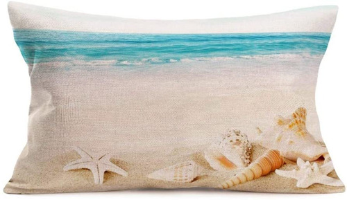 Summer Beach Throw Pillow Fundas De Lino De Algodón 12...