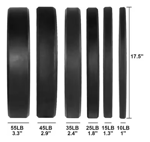 Disco Olimpico Goma Bumper Importado 20 Kg Caucho Virgen Negro