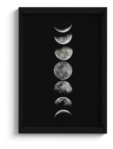 Quadro Decorativo Fases Da Lua Moon C/ Moldura E Vidro A3
