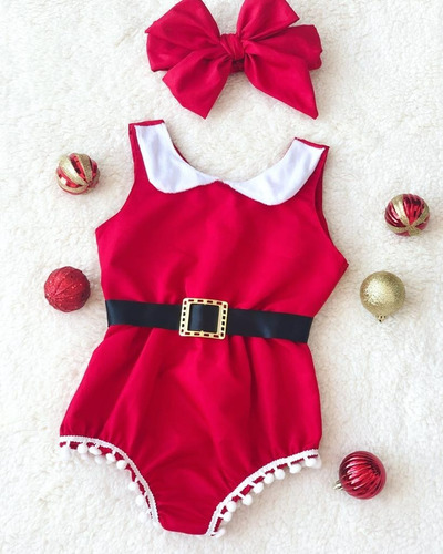 Romper Mamãe Noel Baby Bebê Body De Natal Mesversário Foto