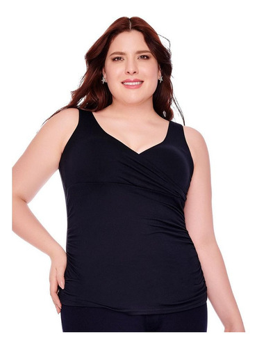 143395 Top Blusa Ilusion Plisada Ajustada Escote Extra Suave