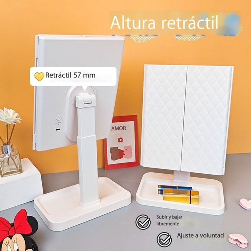 Espejo Maquillaje Con Suplemento De Luz Led De Tres Colores.