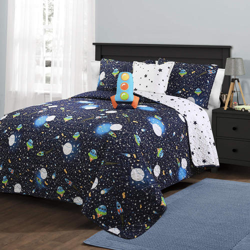 Lush Decor Edredon Tamano Full Queen-universo Azul Marino | 