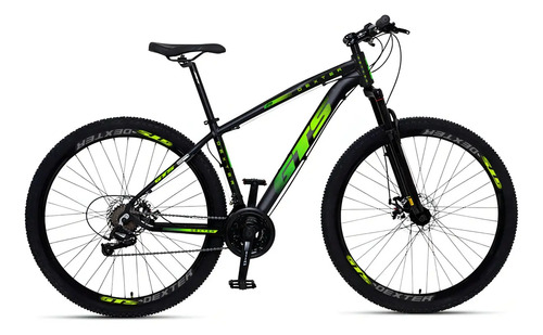 Bicicleta Aro 29 Gts Dexter 24 Marchas Freio A Disco Cor Preto Com Verde Tamanho Do Quadro 15