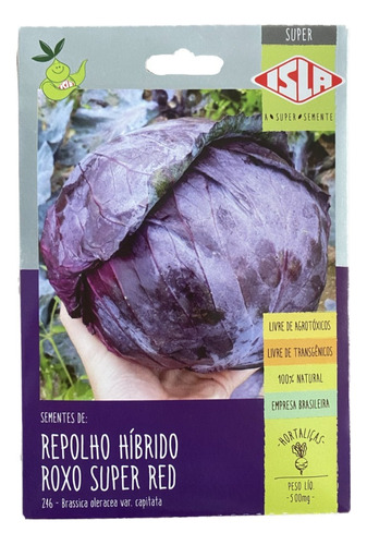 Repolho Hibrido Roxo Super Red - 500mg/ 137 Sementes Aproxi