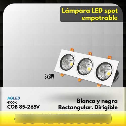 Lampara Led Cob Spot Emp Dir 3x3w Circ Ng 4k 85-265v Mb