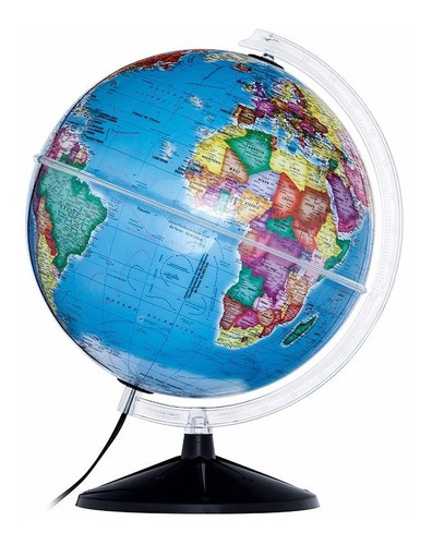 Globo Terrestre Político Prisma Iluminado Abajur 30cm