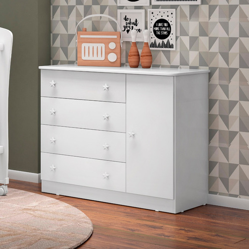 Jogo De Quarto Com Guarda Roupa 3 Portas E Cômoda Infantil