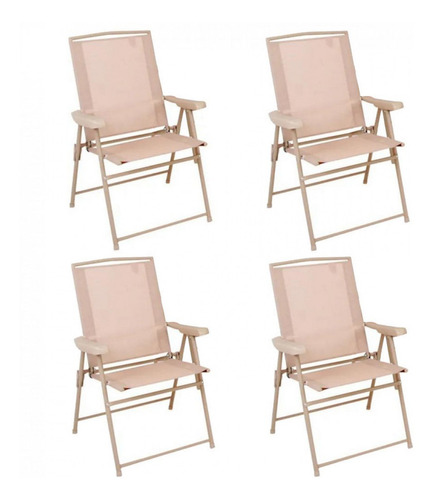 Imagem 3 de 3 de Conjunto Mesa Para Jardim Com 4 Cadeiras Malibu Bege