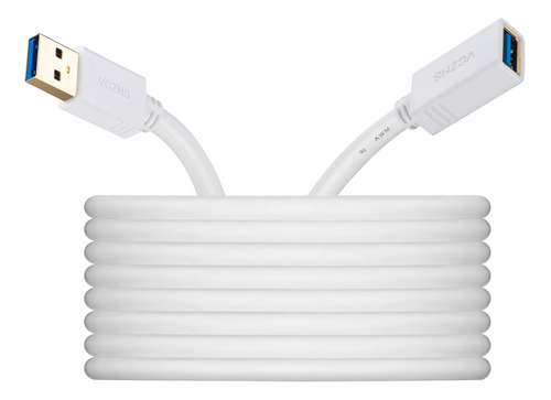 Cable De Extension Usb 3.0 Blanco De 15 Pies, Cable De Exten