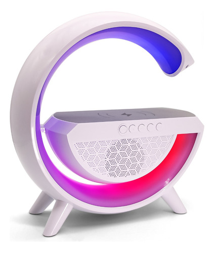 Luminária G Speaker Caixa Som Carregador Indução Rgb Bt 2301 Cor Branco 110V/220V