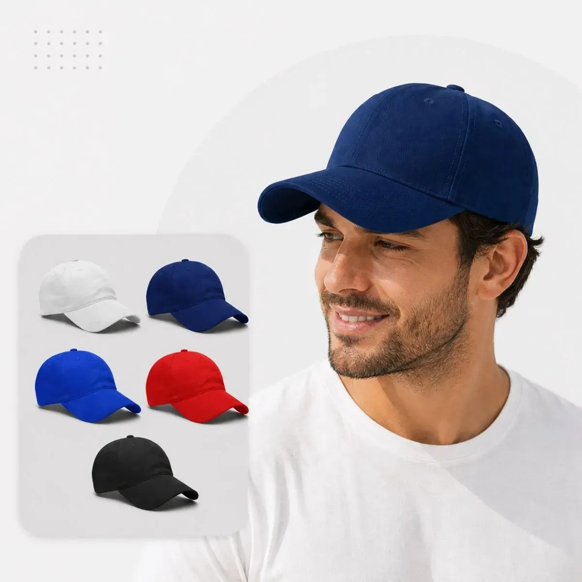 Kit 5 Bonés Aba Curva Liso Masculino Dad Hat Strapback Preto/branco/vermelho/royal/marinho Un