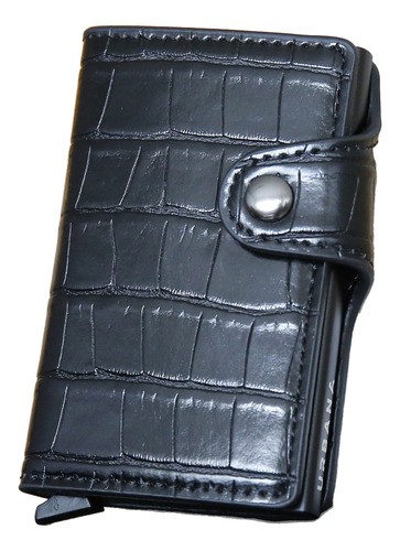 Billetera Ionify Urbana W Con Protección Rfid Color Croc Negra