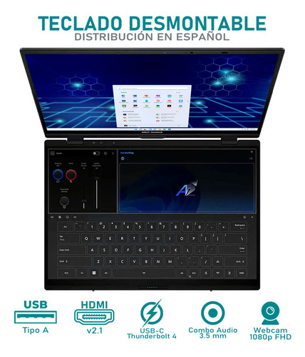Laptop ASUS Zenbook Duo Intel Core Ultra 9 185H Intel Arc 32GB RAM 2TB OLED Touchscreen Windows 11 Home