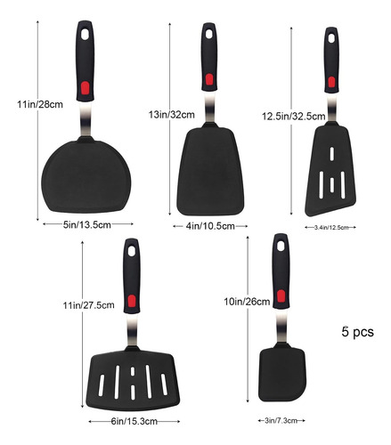Espátula De Silicona, Juego De 5 Espátulas De Silicona Para