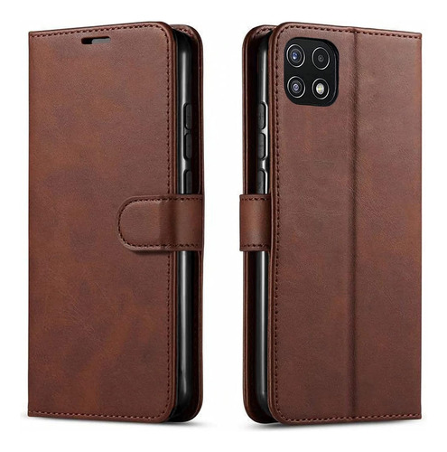 Funda Cuero Marron Billetera Para Samsung Galaxy A22 5g