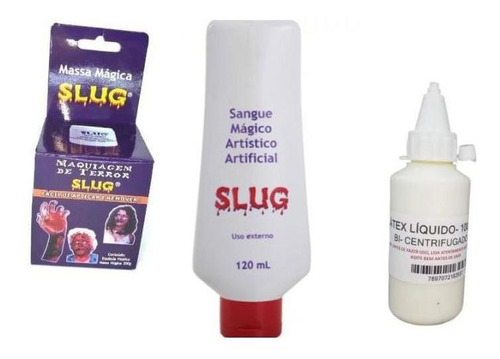 Kit Maquiagem Artística Massa Slug+ Sangue Teatral + Látex