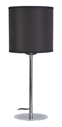 Imagen 1 de 5 de Velador Palito Cromo Pantalla Tela Negra E27 V37-1n