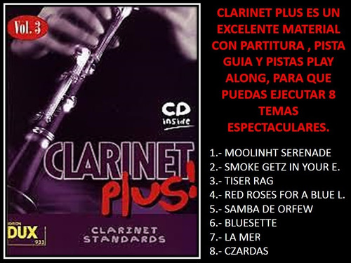 Imagen 4 de 4 de Clarinete Plus Pistas En Mp3 Y Partituras En Pdf 4 Vol.