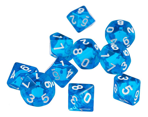 1 Conjunto De D10 Dados De Plásticos Para Rpg & Azul Azul
