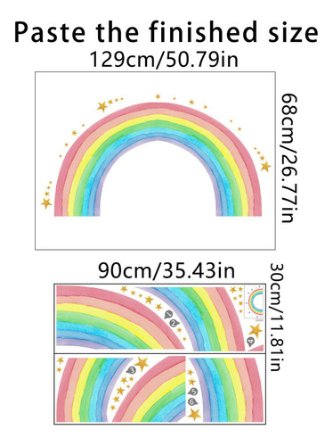 Etiqueta Engomada De La Pared De La Estrella Del Arco Iris,