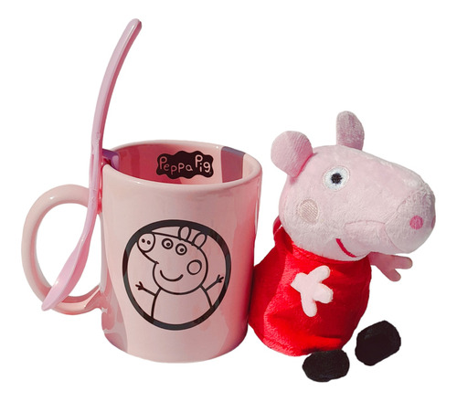 Box Taza+ Llavero De Peluche +cucharita Personajes