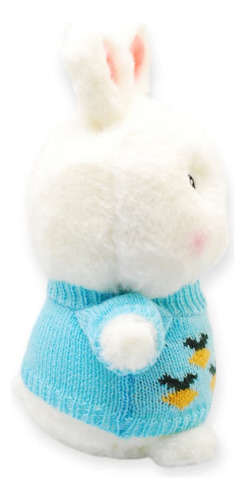 Conejo De Peluche Sueter Azul Suave Juguete Animales 25cm