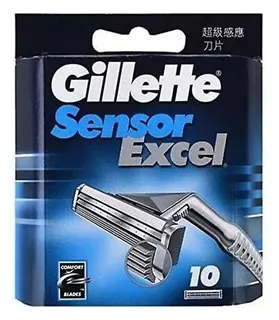 Lâminas Para Barbear Gillette Sensor Excel - Pacote De 10